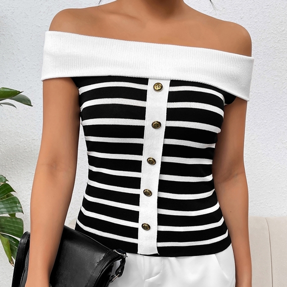 Harmony In Nature Tops - Kali Striped Charm Top - White